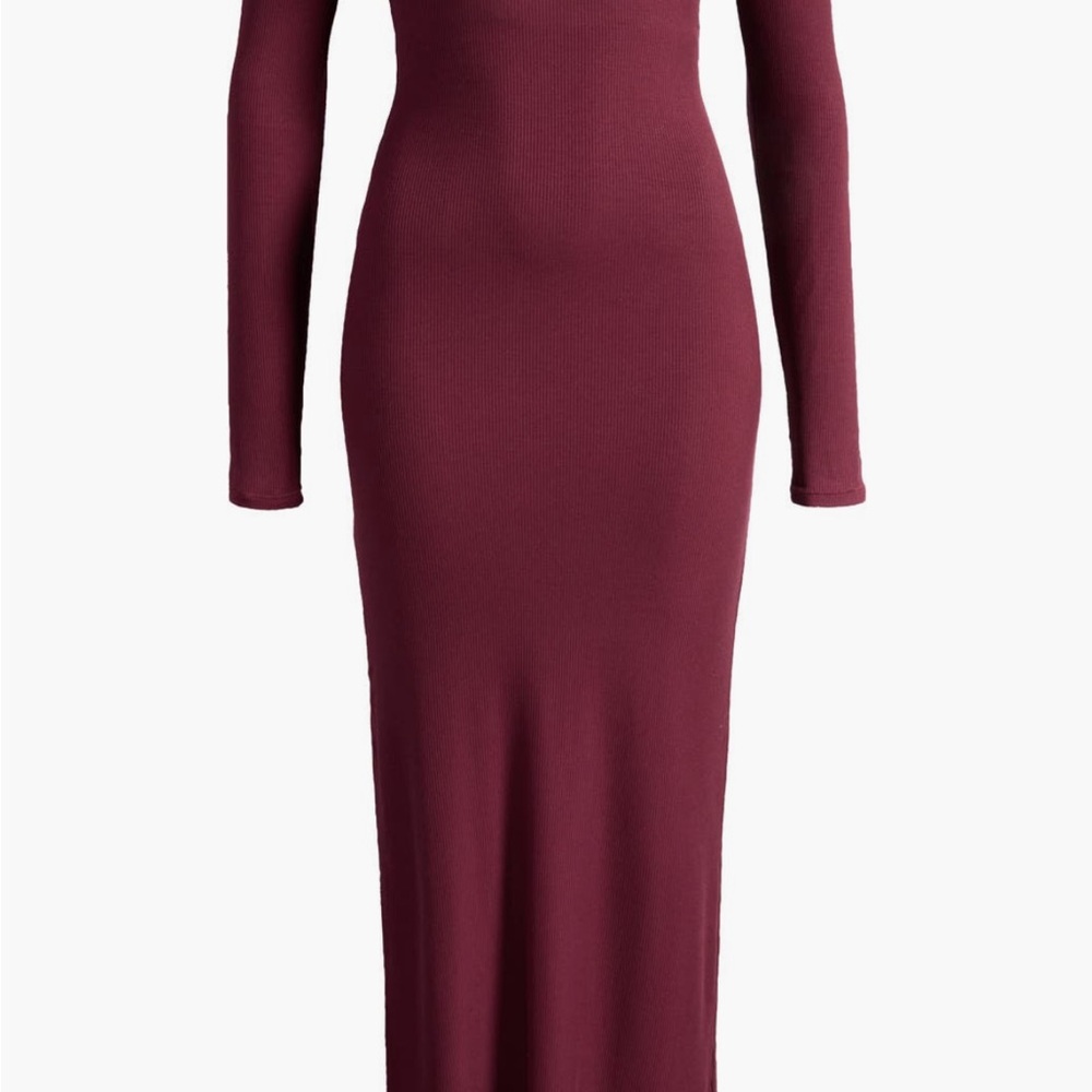 NWT SKIMS Soft Lounge Long Sleeve Dress in Bordeaux